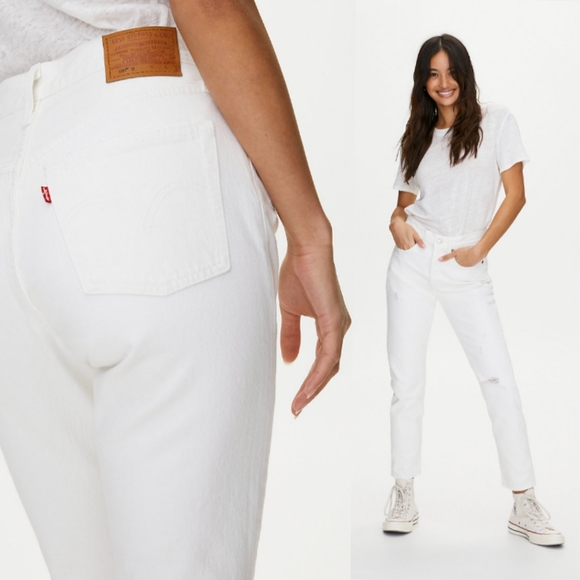 Levi's 501 Skinny White Jeans in Don't Mind if I do Wash - Picture 3 of 14